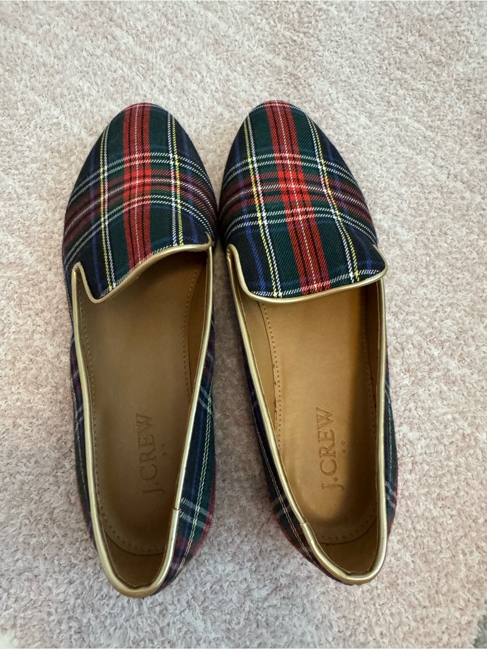 J.Crew Factory Stewart Tartan Plaid Smoking Loafers Size 6.5